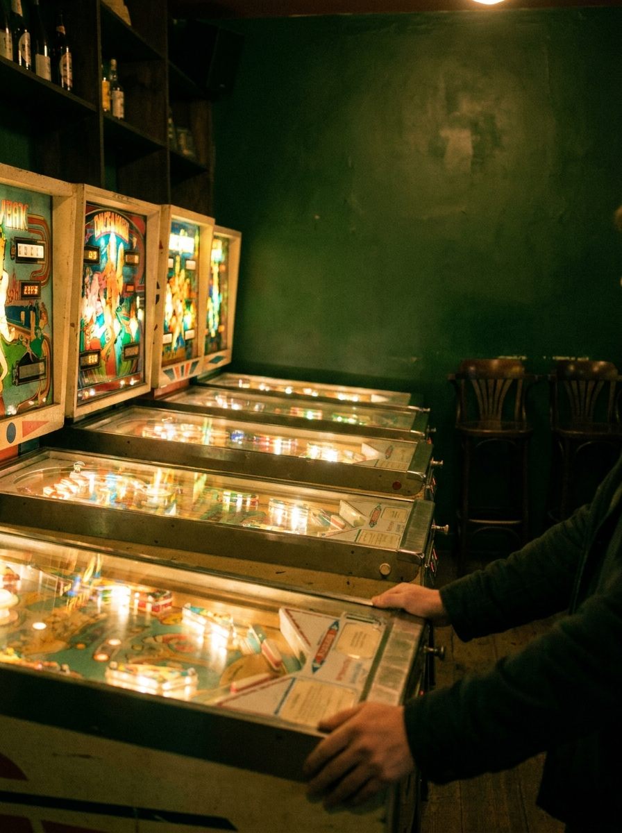Le coin flipper du pub, machines allumées