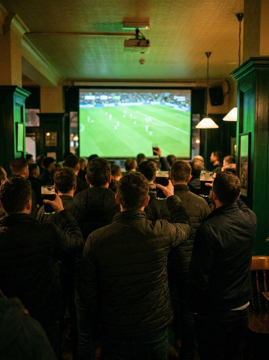 La salle qui vibre devant un match sur grand écran
